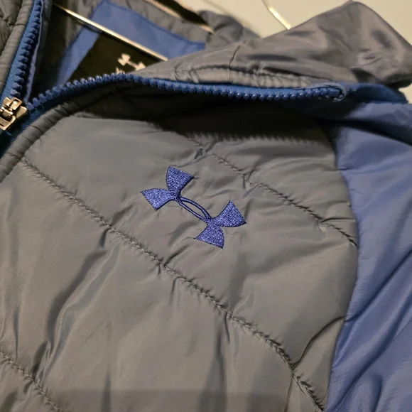 Under Armour Blue Hooded Cold Gear Puffer Jacket Sz Youth Large - Picture 5 of 8